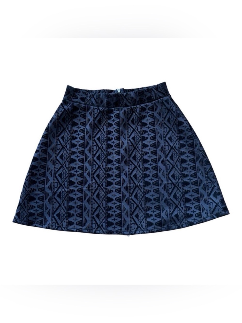 B Jewel Black Burnout Velvet Geometric Tribal Skater Mini Skirt Edgy Goth